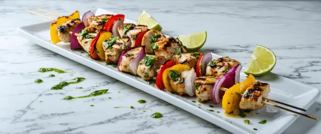 Tequila Lime Chicken Skewers with Cilantro Pesto