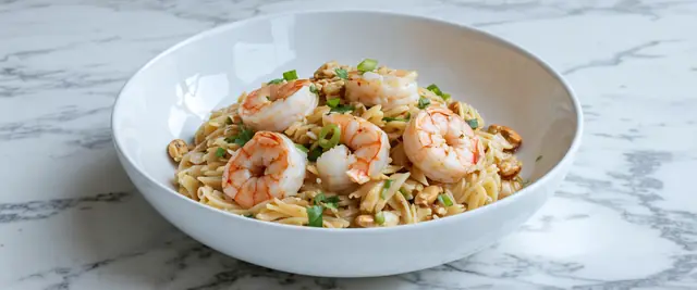Thai Peanut Shrimp with Orzo
