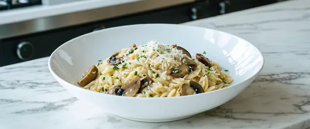 Truffle Butter Orzo with Mushrooms