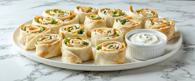 Turkey and Cheese Pinwheels with Ranch Dip