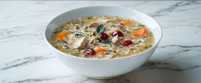 Turkey and Wild Rice Soup with Sage and Cranberry