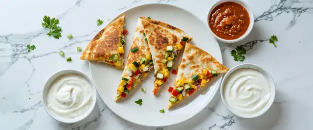 Vegetable and Cheese Quesadillas with Mild Salsa