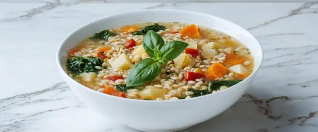 Vegetable Barley Soup with Root Vegetables and Thyme