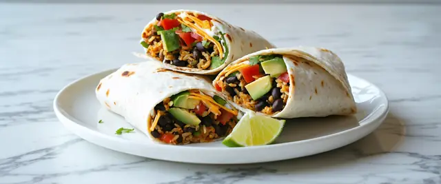 Vegetarian Black Bean Burritos with Avocado