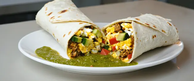 Veggie and Cheese Breakfast Burritos with Salsa Verde