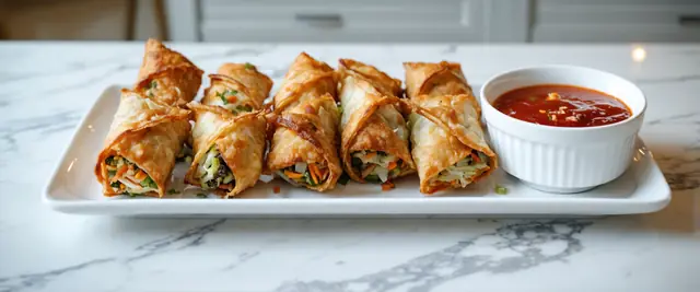 Veggie Egg Rolls with Sweet Chili Sauce