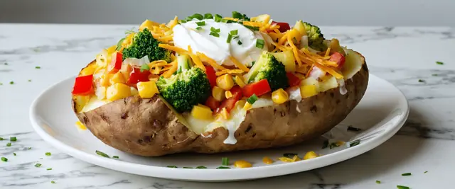 Veggie-Loaded Baked Potatoes with Sour Cream