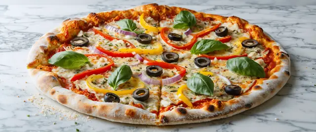 Veggie Pizza with Bell Peppers and Olives