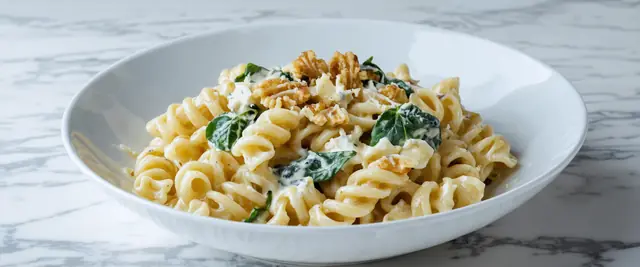 Walnut and Blue Cheese Sauce Fusilli with Arugula