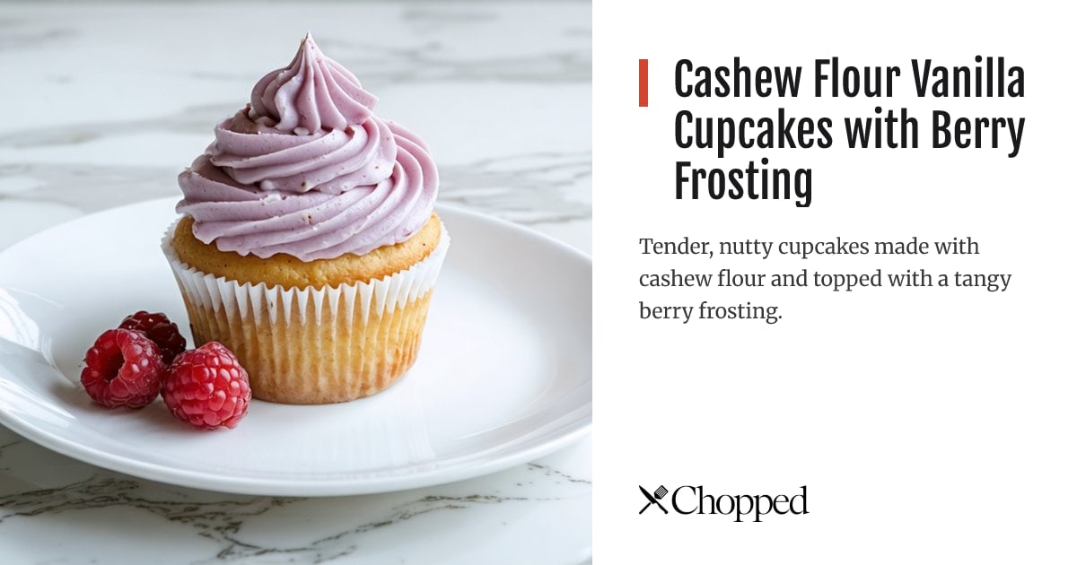 Cashew Flour Vanilla Cupcakes with Berry Frosting | Chopped