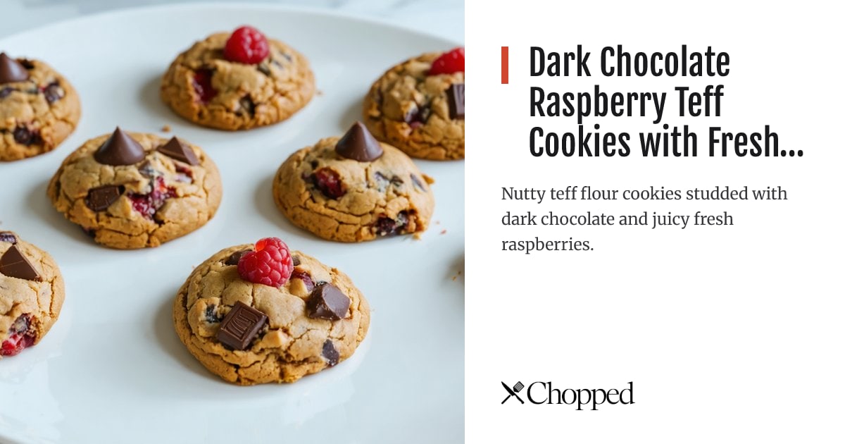 Dark Chocolate Raspberry Teff Cookies with Fresh Raspberries | Chopped