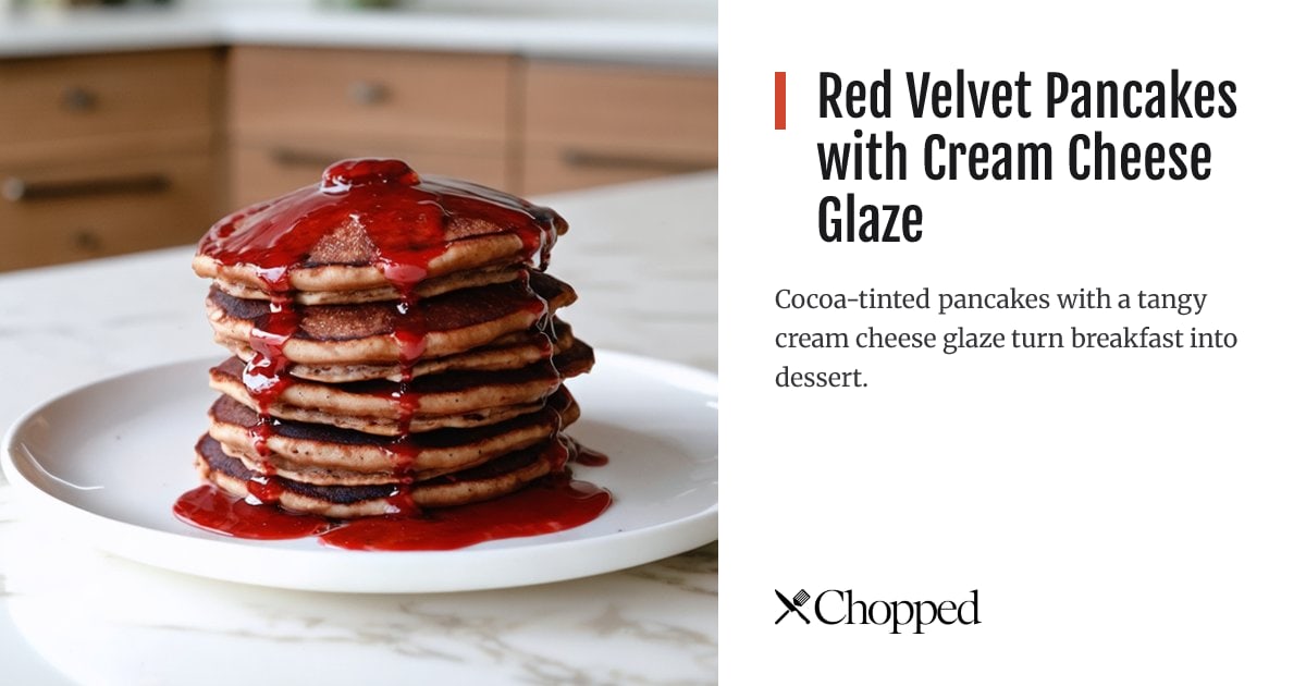 Red Velvet Pancakes with Cream Cheese Glaze | Chopped