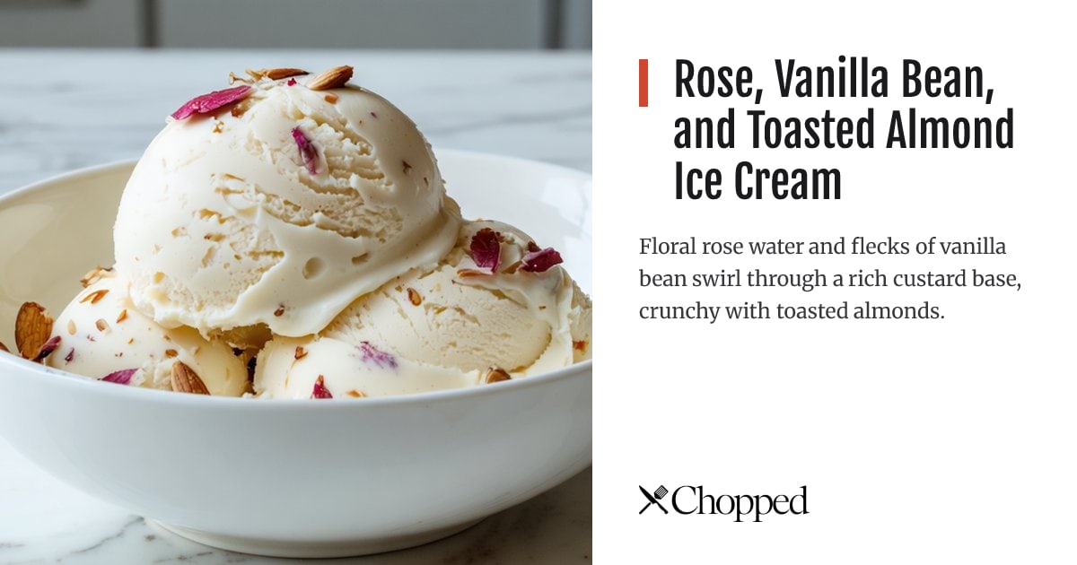 Rose, Vanilla Bean, and Toasted Almond Ice Cream | Chopped