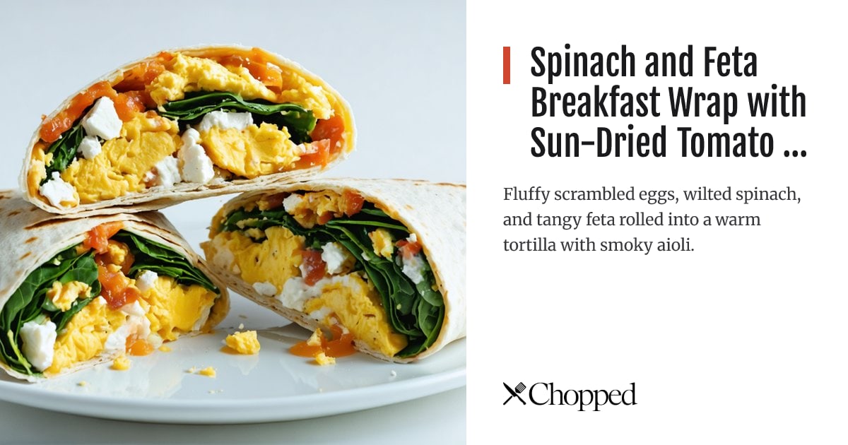 Spinach and Feta Breakfast Wrap with Sun-Dried Tomato Aioli | Chopped