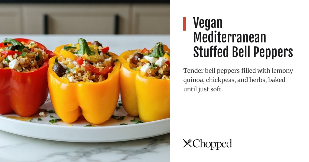Vegan Mediterranean Stuffed Bell Peppers | Chopped