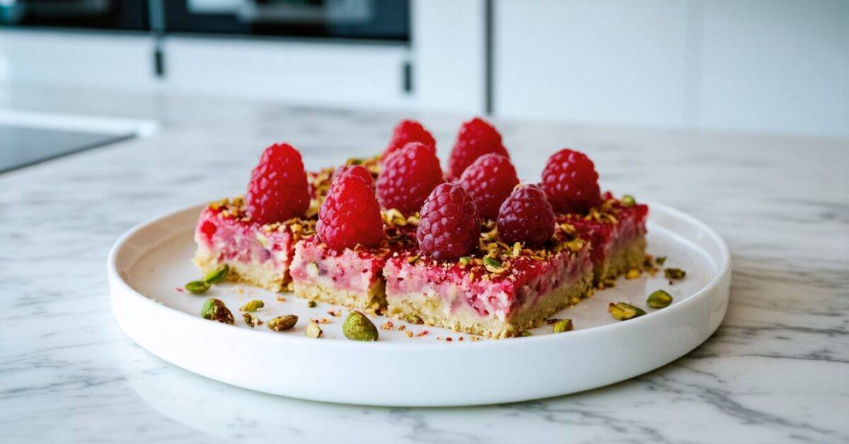 No-Bake Raspberry Pistachio Squares - Chopped