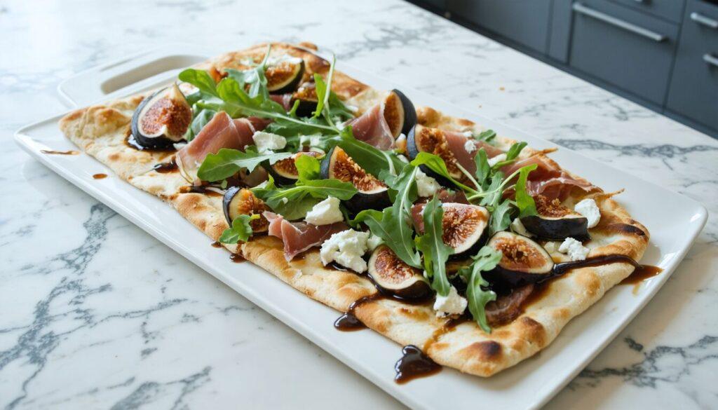 Fresh Fig and Prosciutto Flatbread with Balsamic Reduction