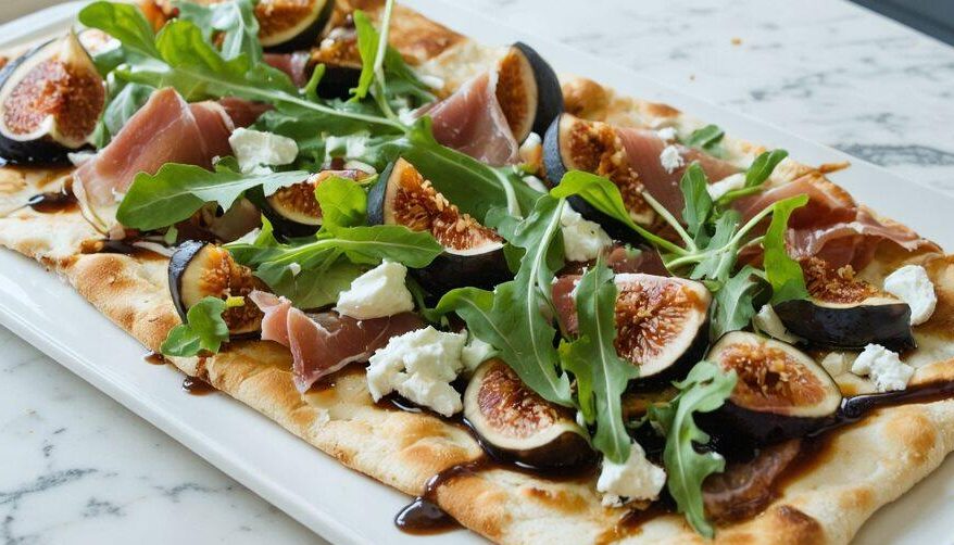 Fresh Fig and Prosciutto Flatbread with Balsamic Reduction