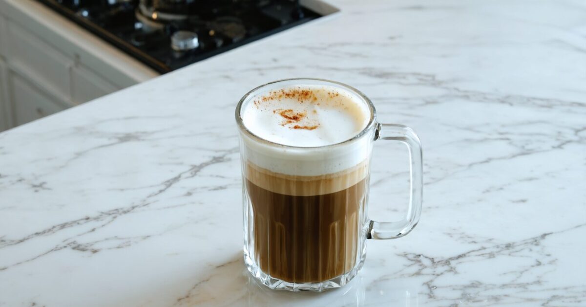 protein coffee with salted honey foam