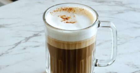 protein coffee with salted honey foam