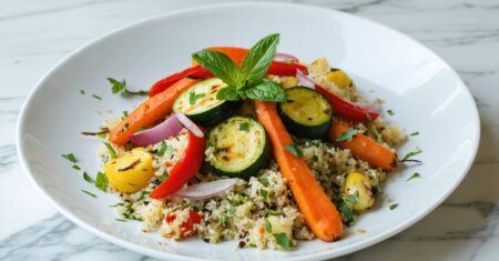 Roasted Spring Vegetables with Herbed Quinoa and Roasted Garlic