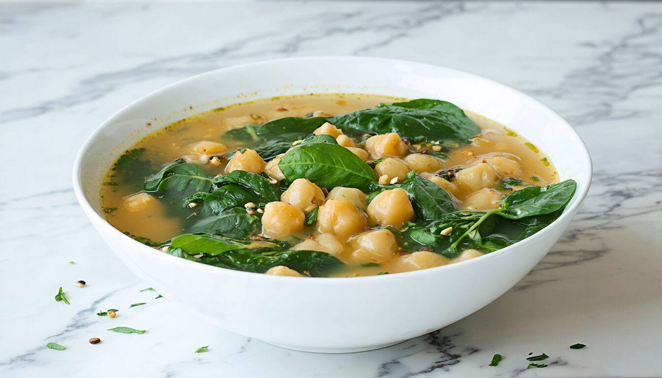 Vegan Chickpea and Spinach Soup - Chopped