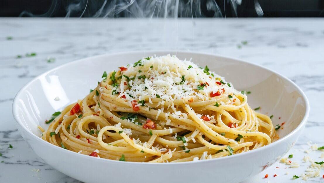 sizzling oil pasta