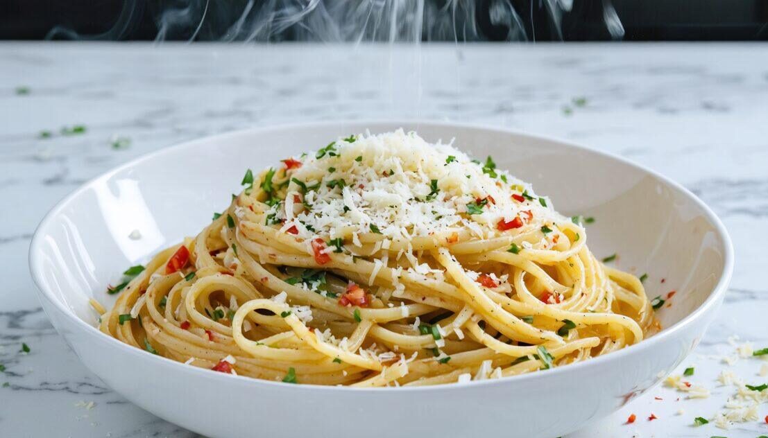 sizzling oil pasta